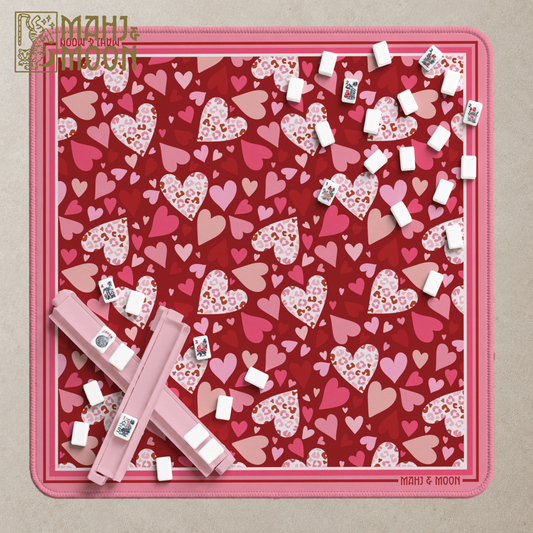 Valentine Hearts American Mahjong Mat | Pink Coquette Playing Mat