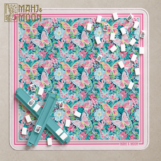 Butterfly Floral Mahjong Mat | Colorful American Mahjong Playing Mat