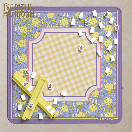 Preppy Pickleball Mahjong Mat | Lavender Bows & Pickleballs