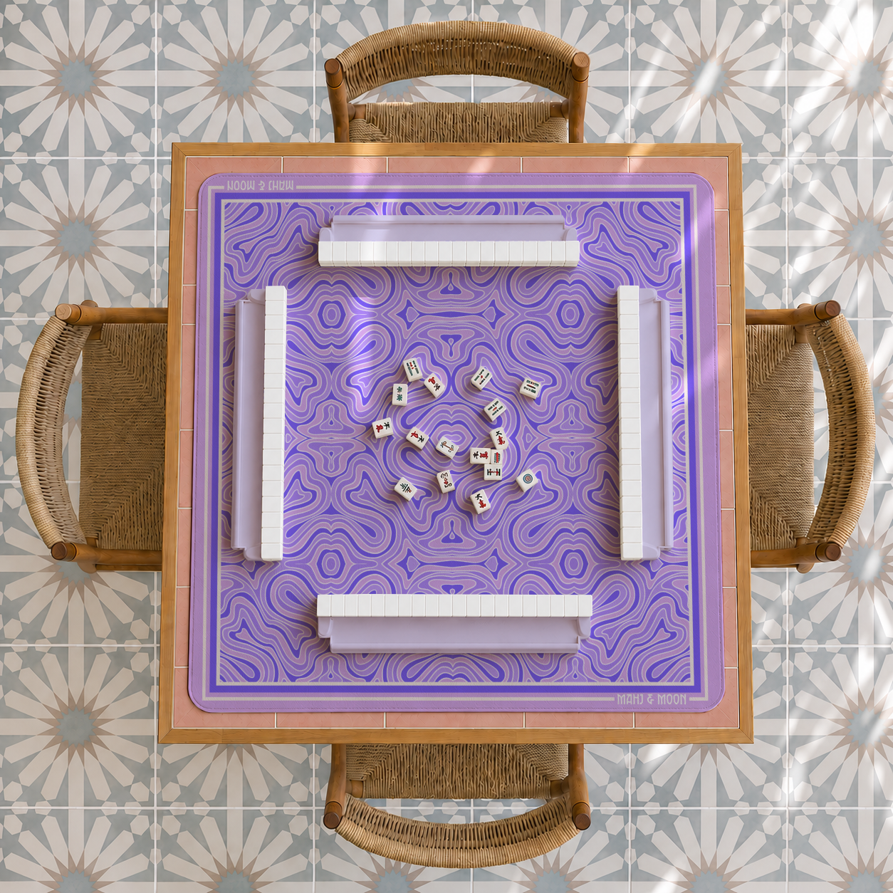 Retro Waves Mahjong Mat Purple