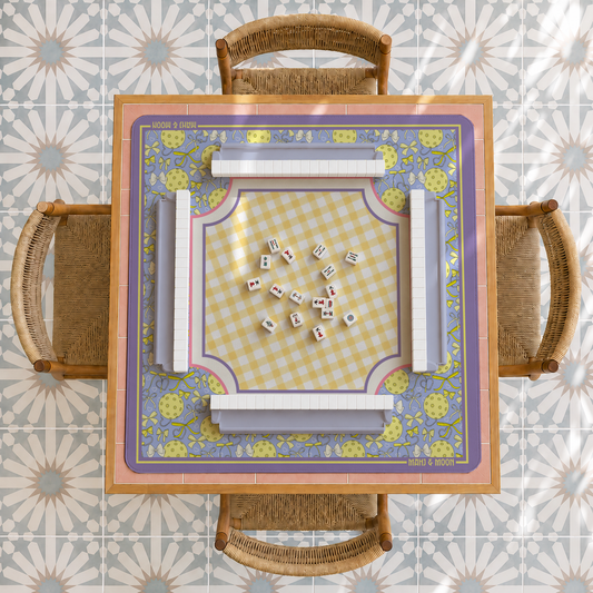 Preppy Pickleball Mahjong Mat | Lavender Bows & Pickleballs
