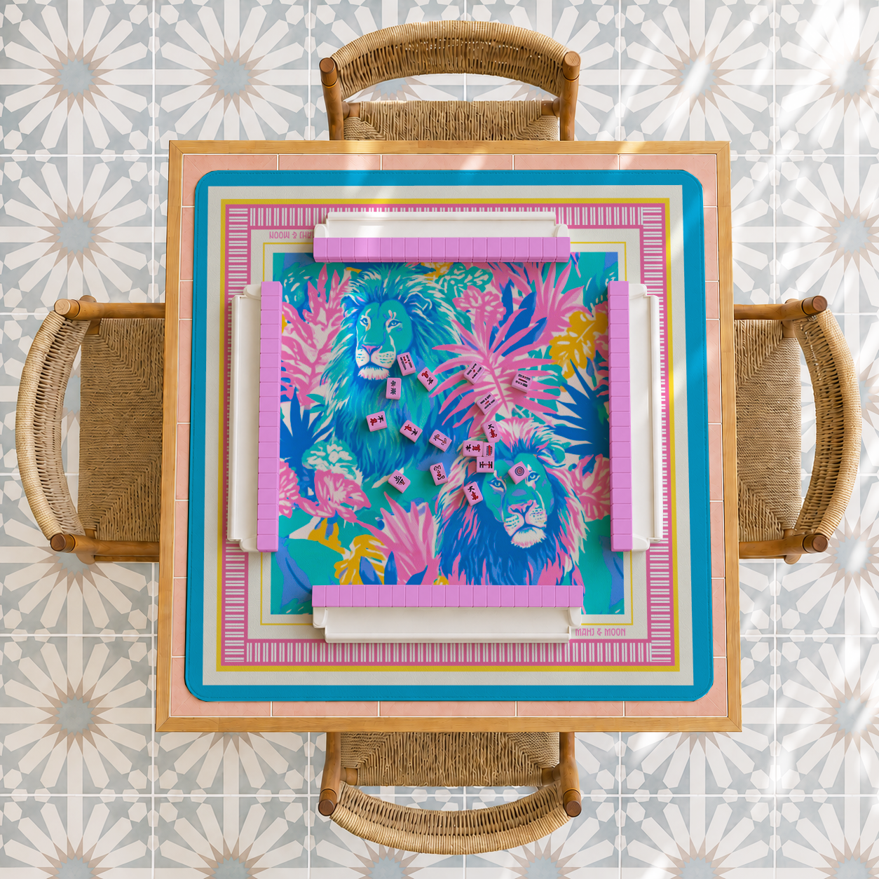 Lion American Mahjong Mat | Tropical Jungle Playing Mat