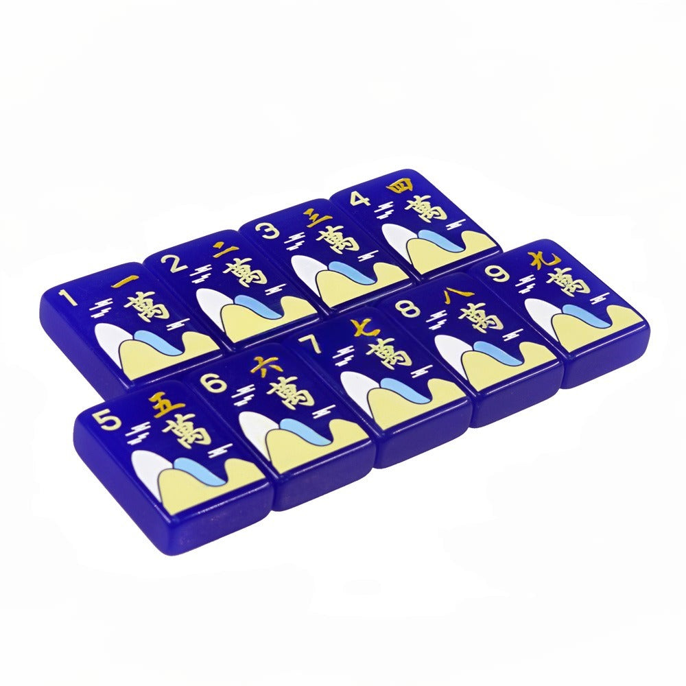 Petal Parade Mahjong Tile Set - Blue Floral Mahjong Tiles, Unique Modern Mahjong Game Accessories