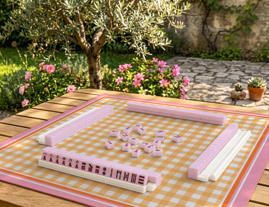 Orange Gingham Mahjong Mat