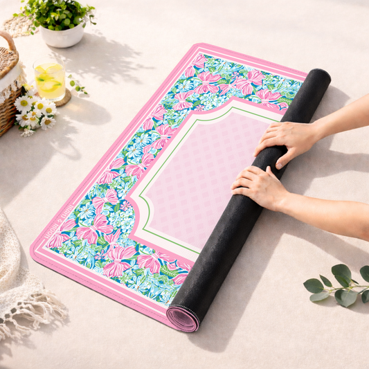 Pink Bow Garden Mahjong Mat