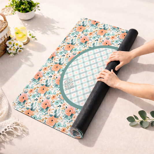 Vintage Floral Gingham Mahjong Mat