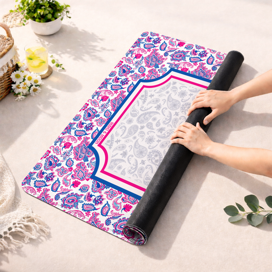 Pink & Blue Paisley Mahjong Mat