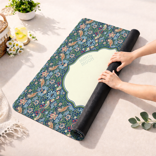 Strawberry Thief–Inspired Mahjong Mat | Heritage Floral Bird Design