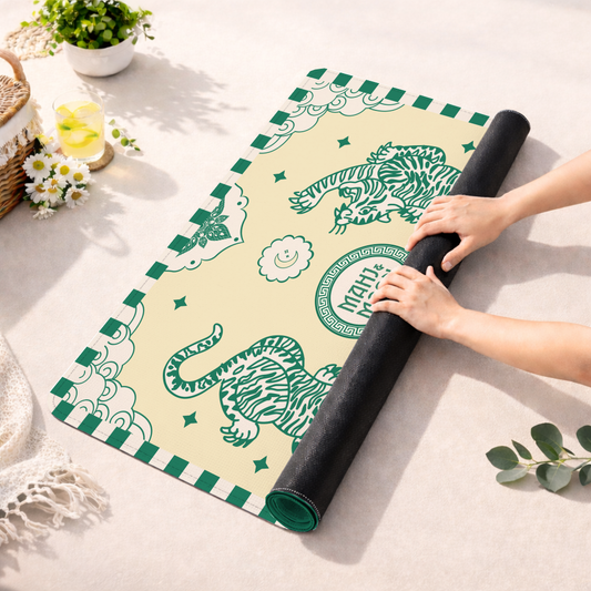 Emerald Tiger Chinoiserie Mahjong Mat