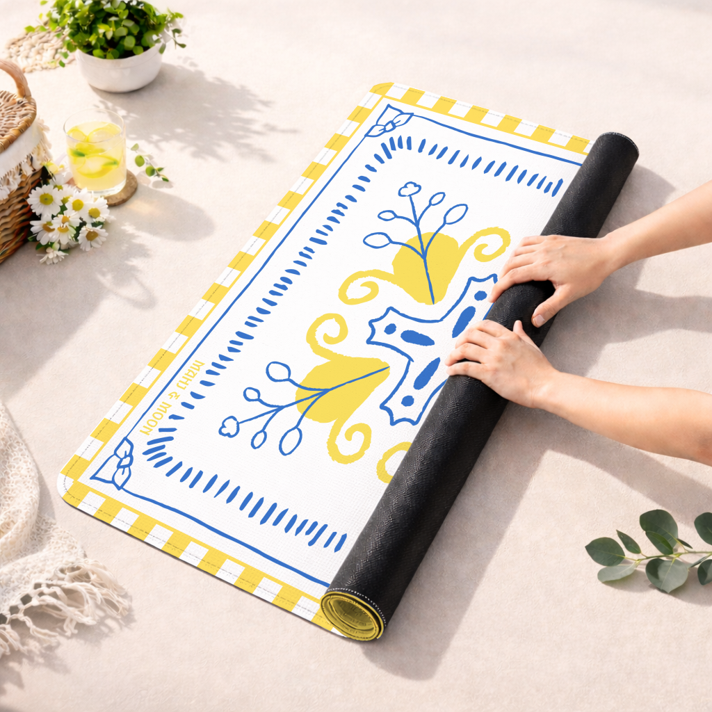 Amalfi Soleil Blue & Yellow Mediterranean Mahjong Table Mat