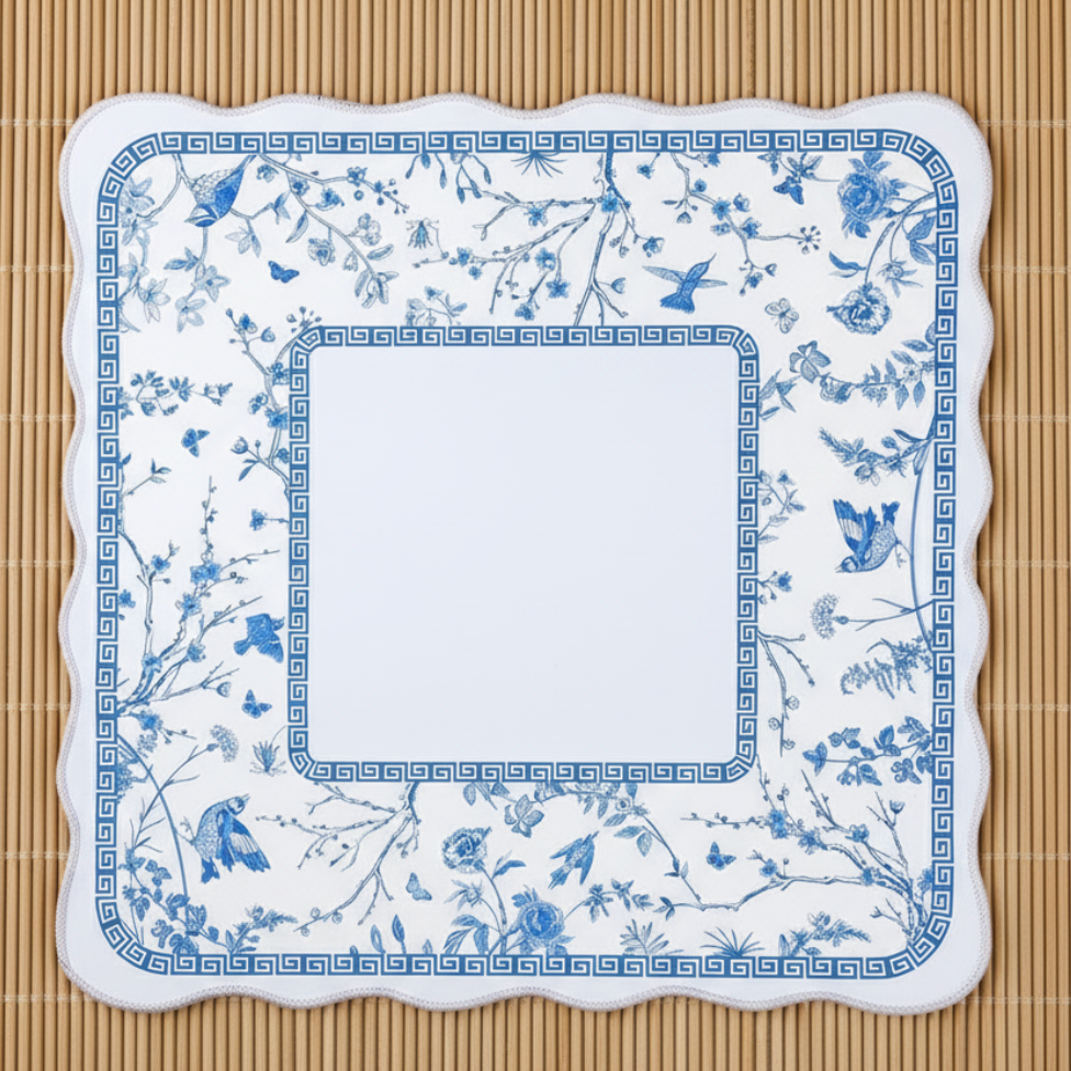 Blue Chinoiserie Mahjong Mat – Rollable Mahjong Table Mat