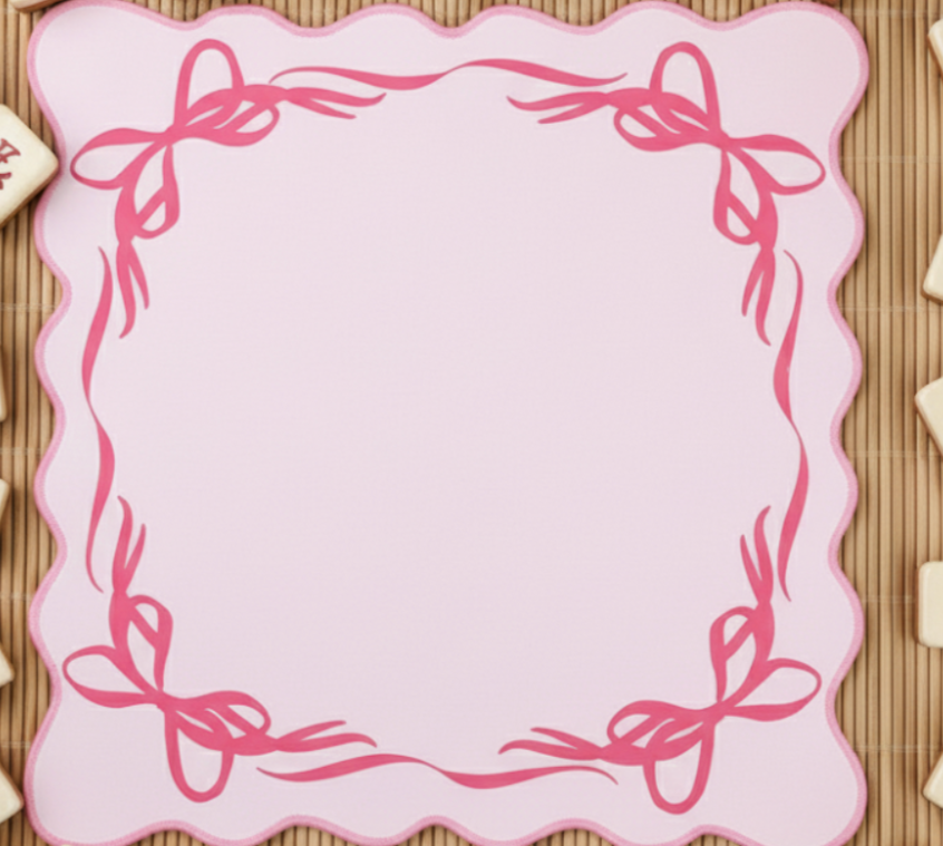 Coquette Pink Mahjong Mat with Carrying Bag β Rollable Mahjong Table Mat