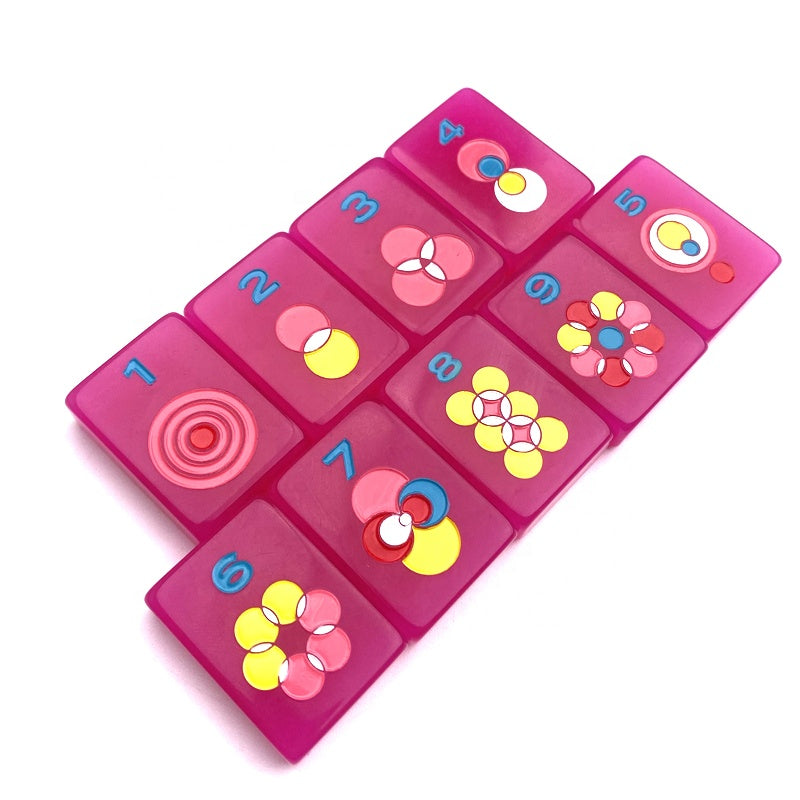 Hibiscus Winds Mahjong Tile Set – Tropical Pink Mahjong Tiles, Unique Modern Mahjong Game Accessories, Gift for Mahjong Lovers