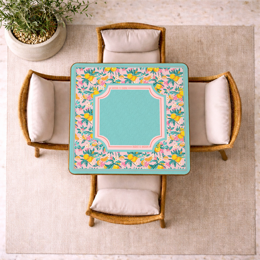 Pink Citrus Chinoiserie Mahjong Table Mat