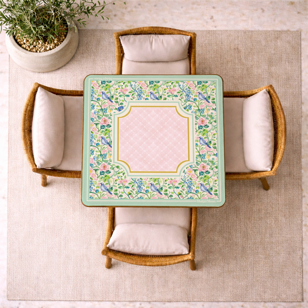 Chinoiserie Bird & Floral Mahjong Table Mat