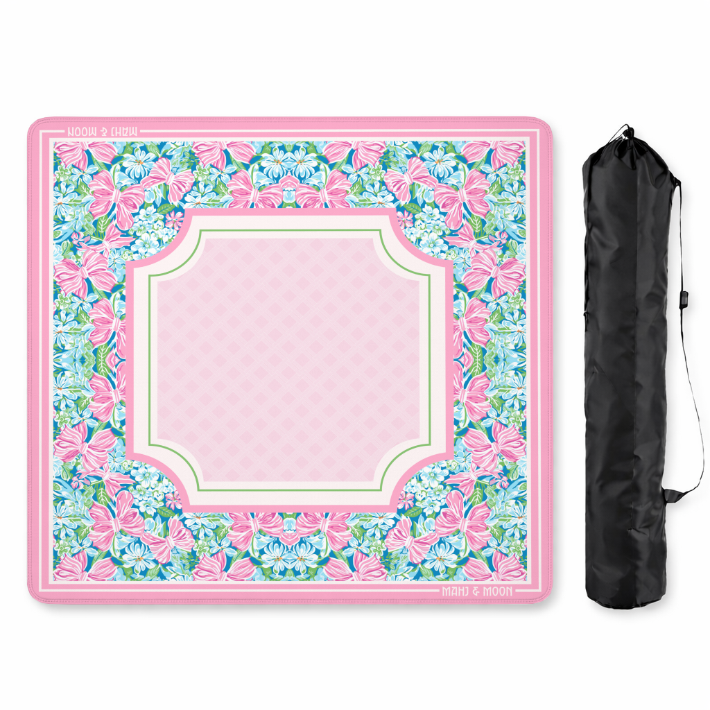 Pink Bow Garden Mahjong Mat