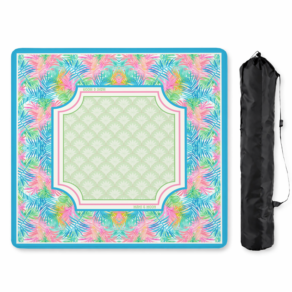Blue Tropical Palm Mahjong Mat