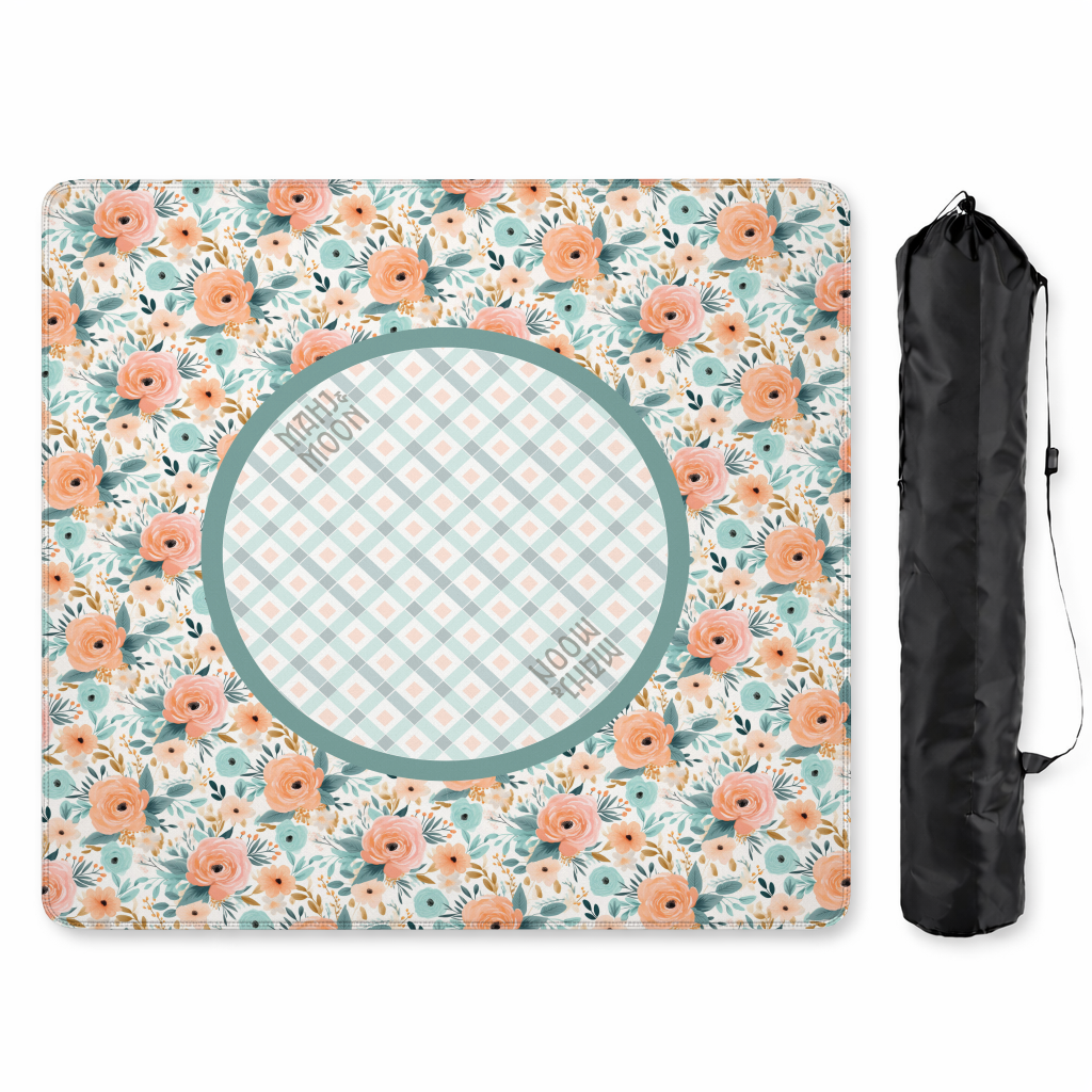 Vintage Floral Gingham Mahjong Mat