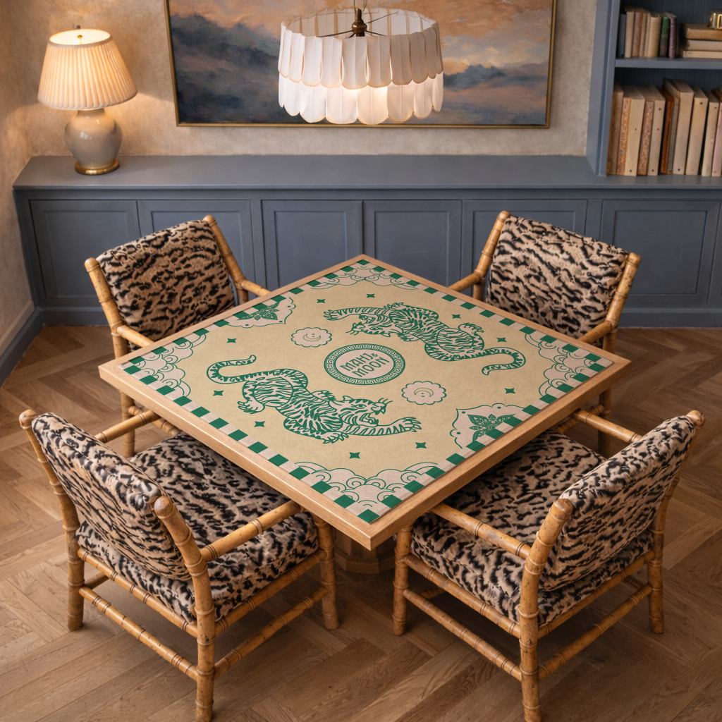 Emerald Tiger Chinoiserie Mahjong Mat