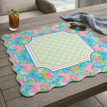 Scalloped Tropical Palm Mahjong Mat
