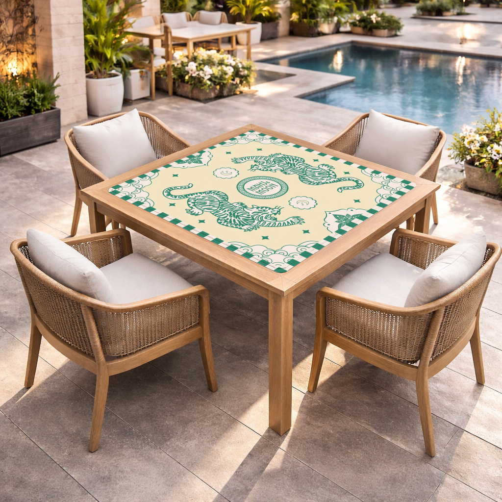 Emerald Tiger Chinoiserie Mahjong Mat