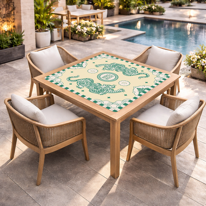 Emerald Tiger Chinoiserie Mahjong Mat