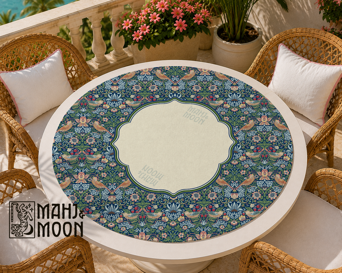 William Morris Inspired Round Mahjong Mat