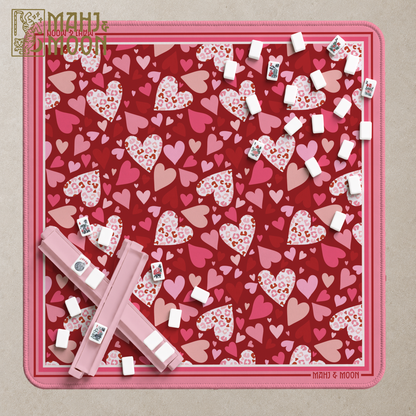 Valentine Hearts American Mahjong Mat | Pink Coquette Playing Mat
