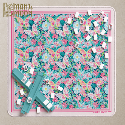 Butterfly Floral Mahjong Mat | Colorful American Mahjong Playing Mat