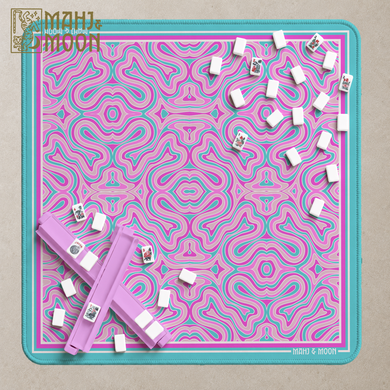 Retro Waves Mahjong Mat Blue