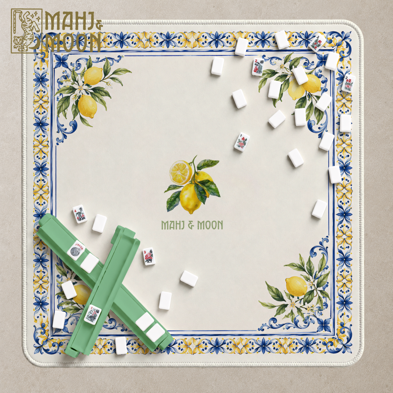 Blue White Lemon Mahjong Mat