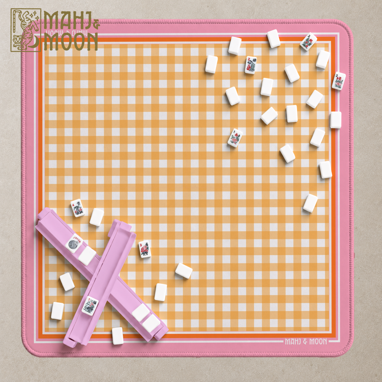 Orange Gingham Mahjong Mat