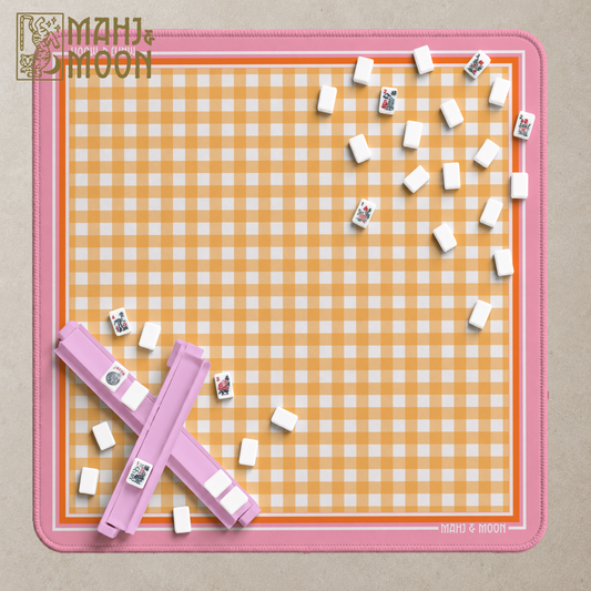 Orange Gingham Mahjong Mat