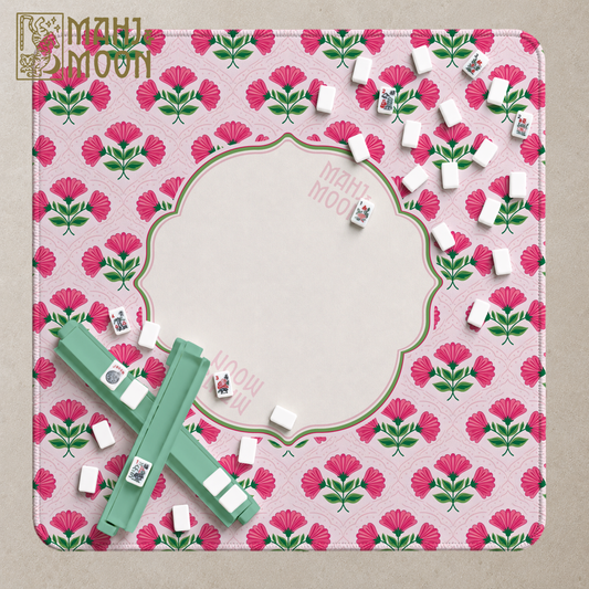 Pink & Green Floral Mahjong Mat | Preppy American Mah Jongg Mat