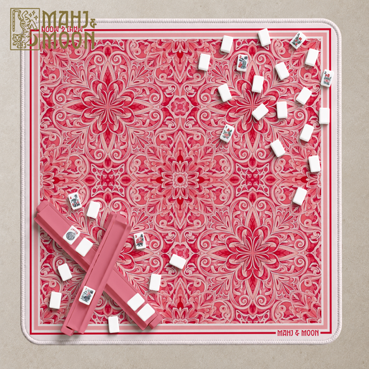 Pink Damask American Mahjong Mat | Elegant Floral Playing Mat