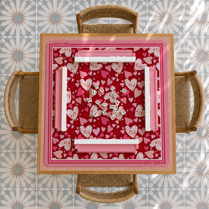 Valentine Hearts American Mahjong Mat | Pink Coquette Playing Mat