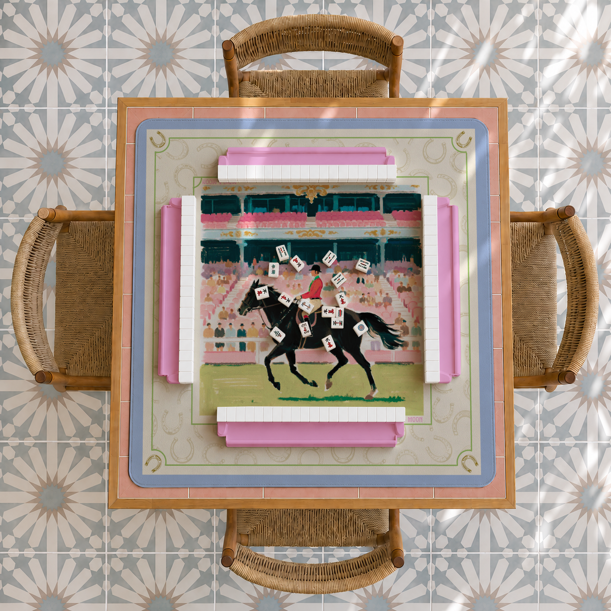 Equestrian Mahjong Mat | Horse & Rider American Mahjong Playing Mat