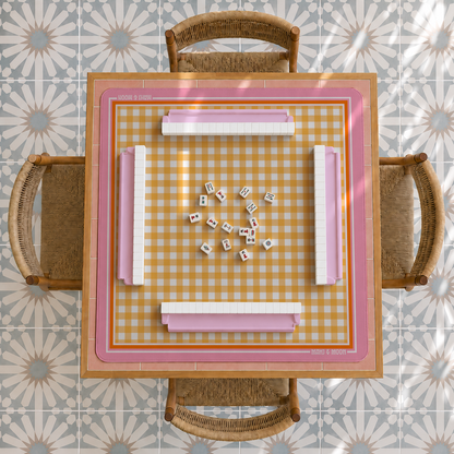 Orange Gingham Mahjong Mat