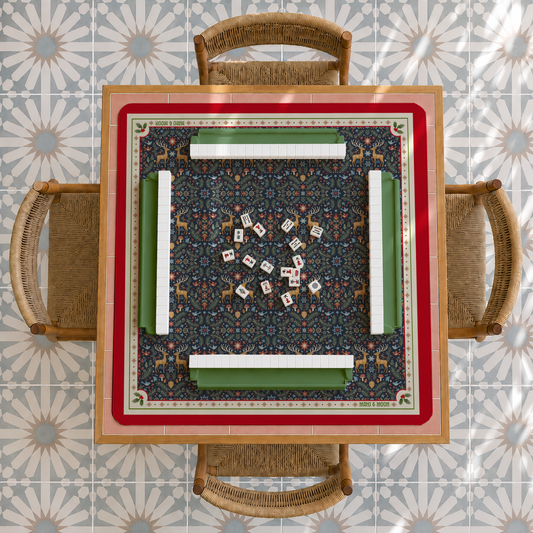 Midnight Woodland Christmas Mahjong Mat | Festive Deer Mah Jongg Mat