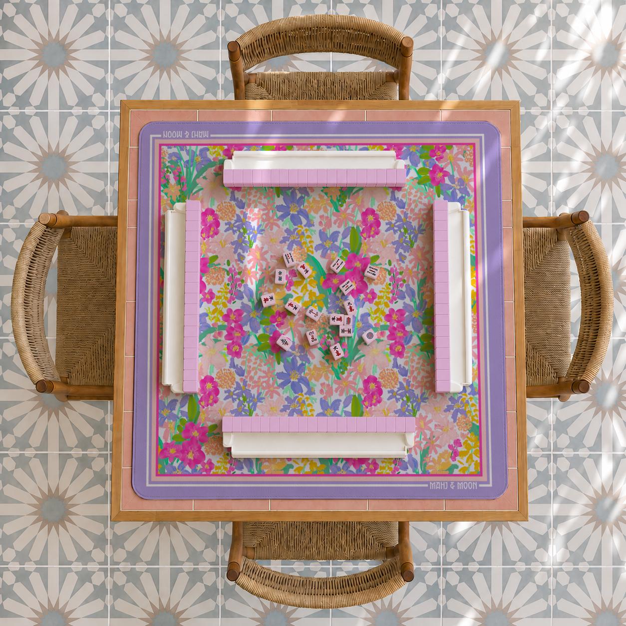 Summer Bloom Mahjong Mat | Colorful Floral Mah Jongg Mat