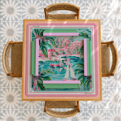 Palm Beach American Mahjong Mat | Coastal Tropical Playing Mat