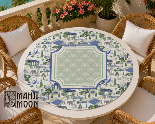 Garden Toile Round Mahjong Mat