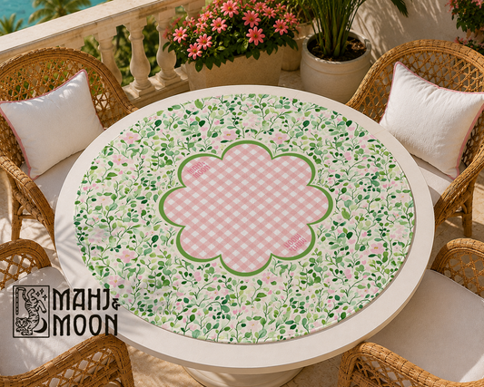 Pink Floral Round Mahjong Mat