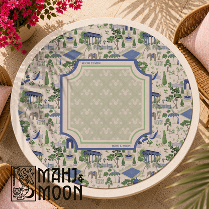 Garden Toile Round Mahjong Mat