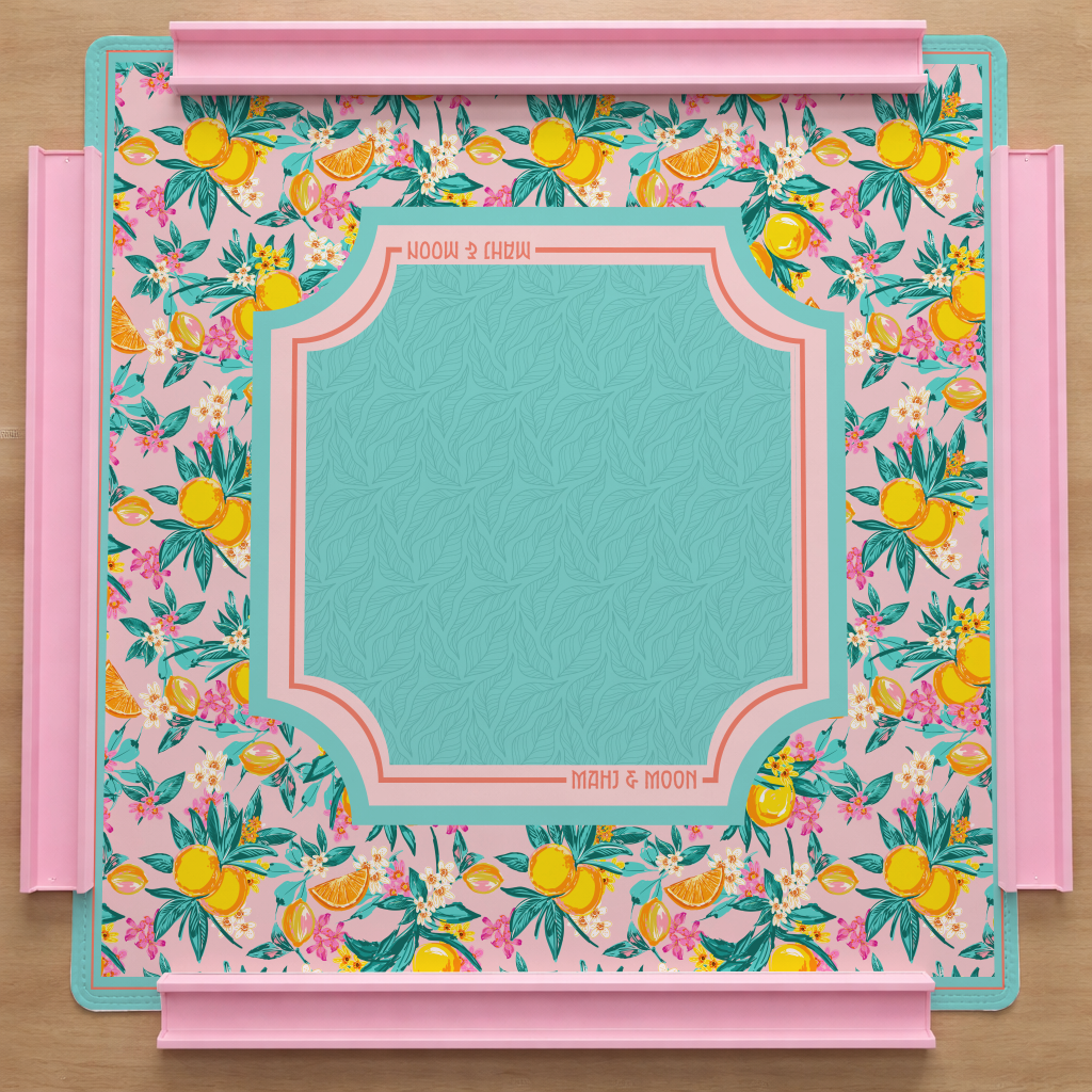 Pink Citrus Chinoiserie Mahjong Table Mat