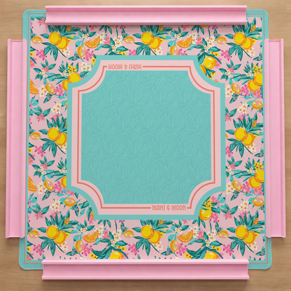 Pink Citrus Chinoiserie Mahjong Table Mat