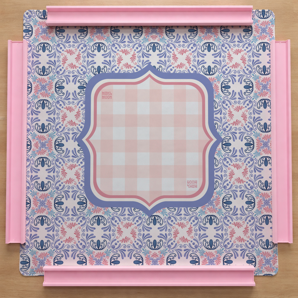 Purple Floral Gingham Geometric Mahjong Mat