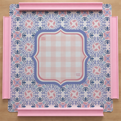 Purple Floral Gingham Geometric Mahjong Mat