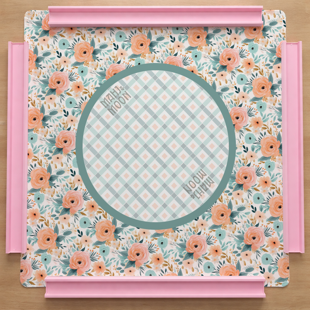 Vintage Floral Gingham Mahjong Mat