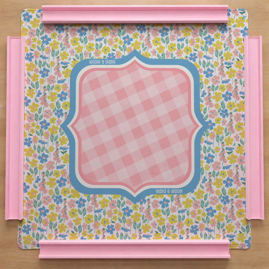 Pastel Wildflower Gingham Mahjong Mat